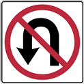 No U Turn Sign