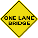 One Lane Bridge Sign