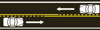 yellow lines on road