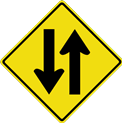 Two Way Traffic Ahead Sign